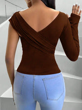 Casual Slim Fit T-Shirt With Asymmetric Collar For Spring